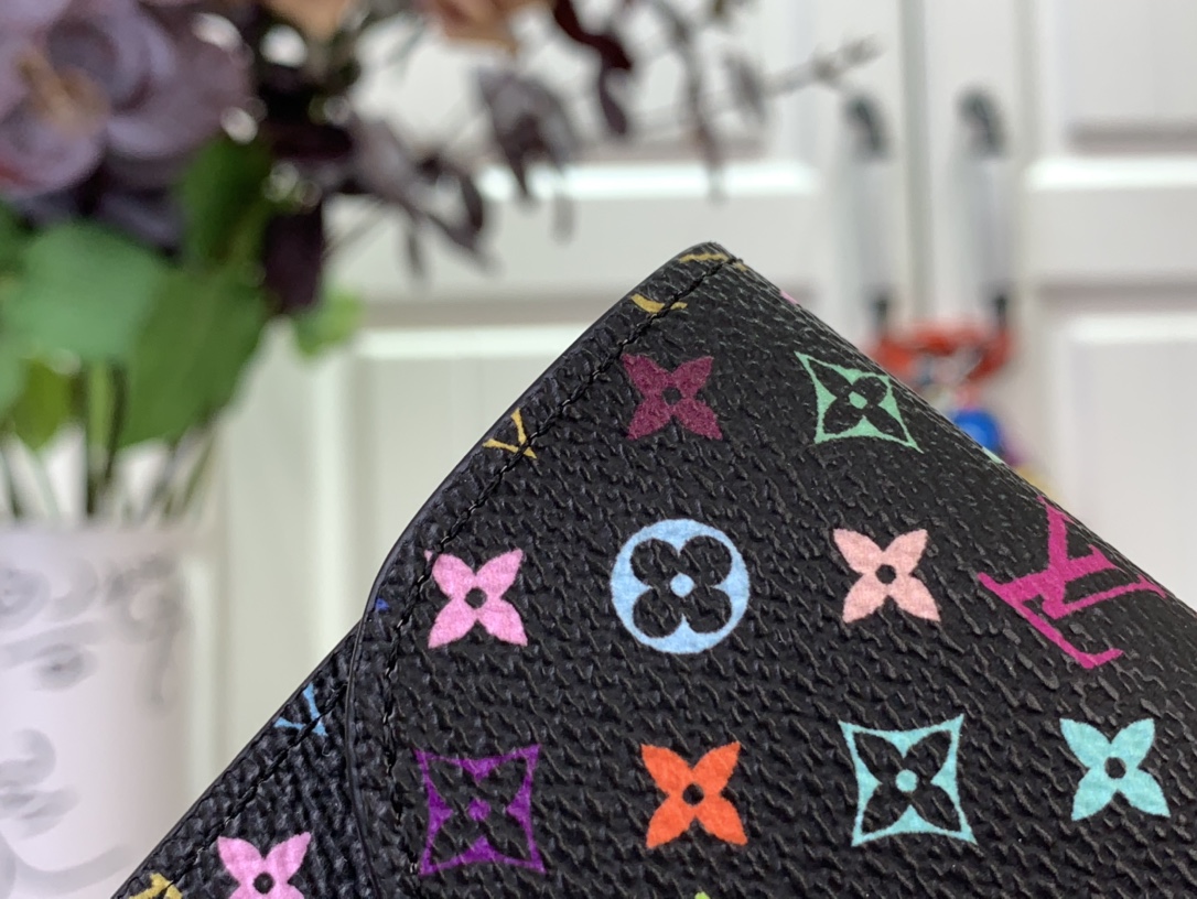 LV 精品仿製卡包黑色多彩短夾 時尚按扣設計｜歐美奢侈品精品推薦