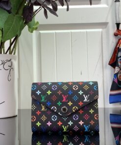 LV 高仿三角翻蓋卡包 黑色多彩短夾 時尚配件