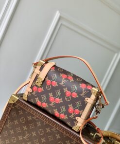 LV高仿櫻桃印花手提包 經典老花圖騰可愛造型女用必備