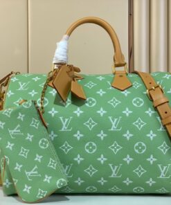 LV 高仿綠色Monogram大容量手袋 附小包清新設計款