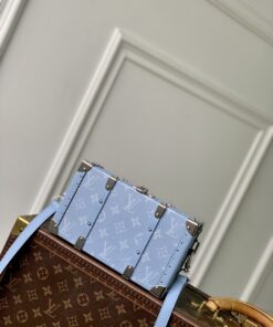 LV高仿M14125化妝包水藍老花壓紋大容量旅行款