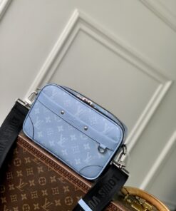 LV原單M14073斜背包水藍老花圖騰帆布簡約實用款