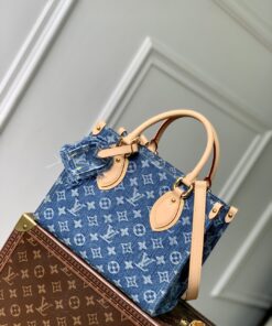 LV 高仿M14633牛仔手提包淺藍復古圖紋款