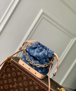 LV 精品仿製M83043牛仔水桶包金鍊抽繩小巧設計