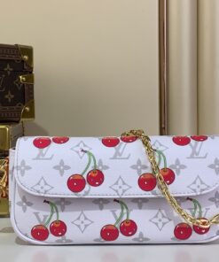 LV 原單M14239櫻桃白色鏈條腋下包可愛肩背款