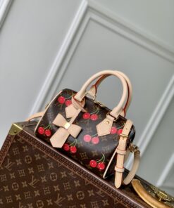 LV高仿櫻桃印花手提包 經典老花圖騰可愛造型女用必備