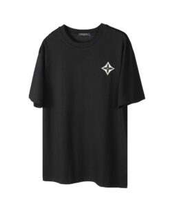 LV精品仿製黑T 經典Monogram星花刺繡短袖 實搭純棉上衣款