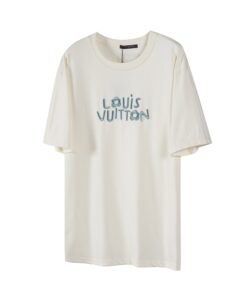 LV原單米白T 繡花LOGO短袖 清新字母款 簡約百搭風