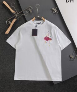 LV高仿白色T 漸層塗鴉字樣短袖 潑墨設計夏日潮流單品