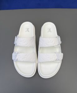 LV高仿白色雙帶拖鞋夏日百搭款 質感舒適易穿脫 男生熱銷推薦