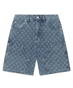 LV高仿丹寧短褲 深藍Monogram四袋版型工裝風格