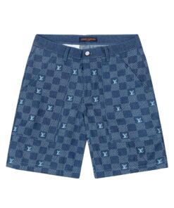 LV一比一復古牛仔短褲 滿版Monogram仿舊刷色設計