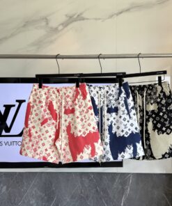LV精品仿製印花短褲 撞色滿版Logo 夏日休閒三色款