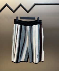 LV精品仿製條紋針織短褲 立體拼色織紋設計 時髦清爽款