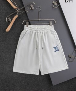 LV高仿白色短褲 龍紋藍Logo刺繡潮流運動風百搭款