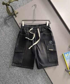 LV一比一黑色工裝短褲 抽繩多口袋丹寧潮流款 夏季百搭首選