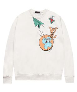 LV高仿卡通印花衛衣白底趣味飛行設計寬版舒適潮感單品