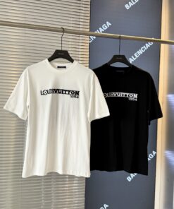 LV高仿1854字母T恤黑白雙色款式簡約LOGO百搭男裝潮流上衣