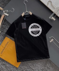 LV 一比一黑色圓標T恤 經典Trunks&Bags印花城市字樣設計