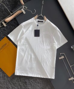 LV 高仿白色圓標T恤 Trunks&Bags低調浮雕字樣純棉短袖