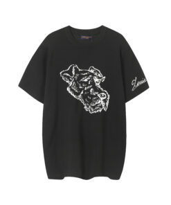 LV 高仿黑色T恤 犬臉白線藝術塗鴉款 型男潮搭必備