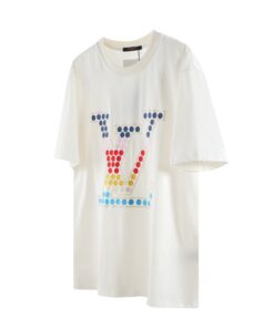 LV高仿白色T恤彩色點點拼接大LOGO圖案夏季潮流男裝輕奢首選