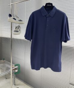 LV高仿深藍POLO簡約素色刺繡LOGO質感通勤款