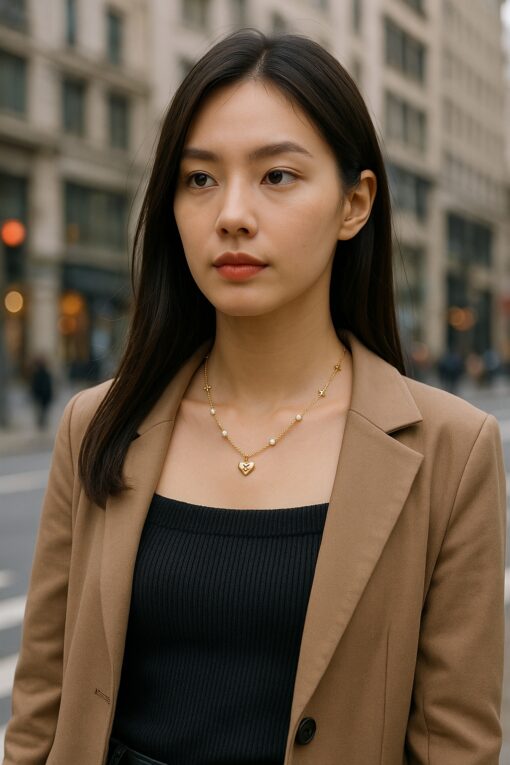 LV 一比一愛心珍珠項鍊 金色花瓣鏈條浪漫設計：圖片 2