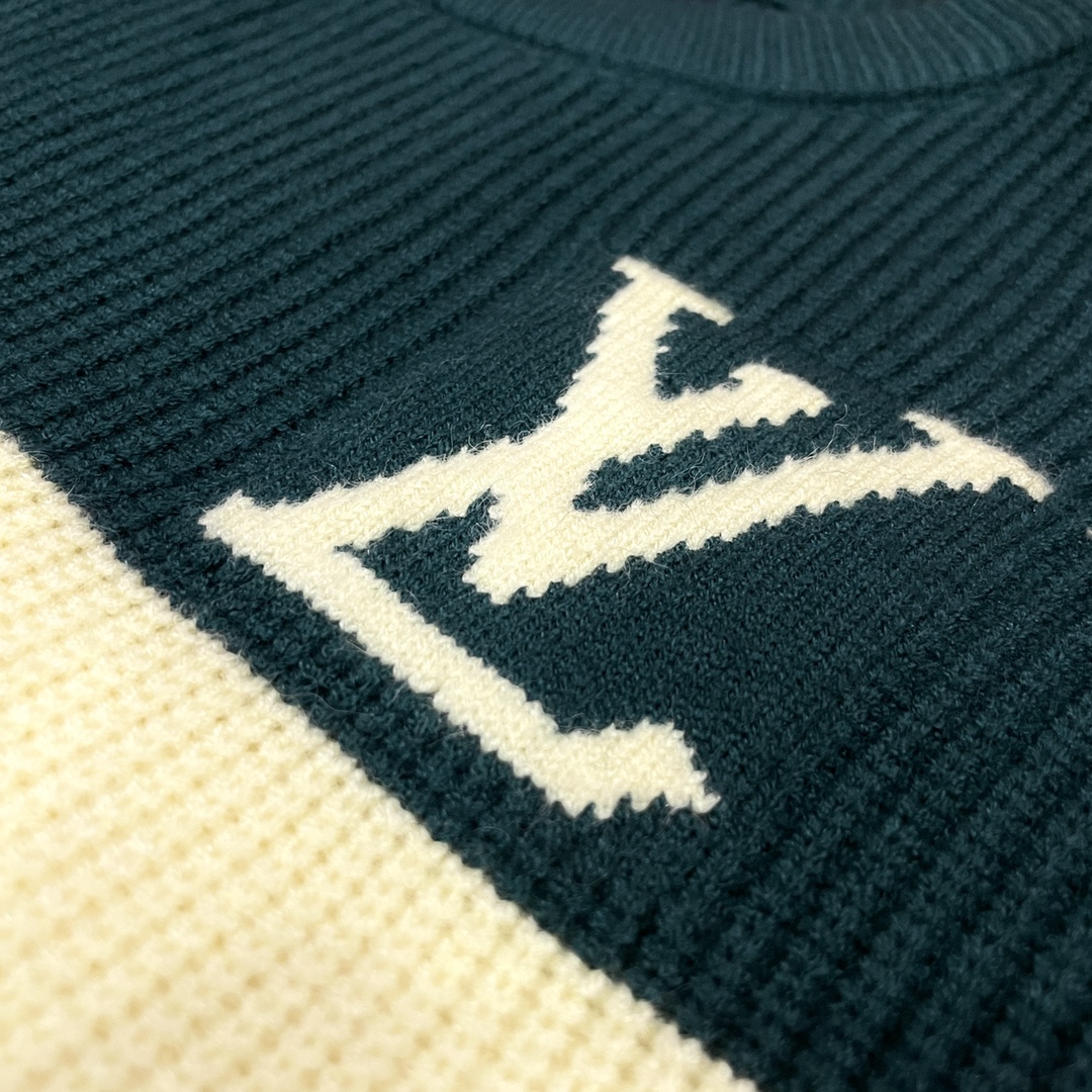 LV 原單彩條毛衣 綠黃紅三色拼接款 簡約撞色風格版型舒適｜歐美奢侈品精品推薦