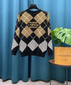 LV 高仿滿版棋盤格毛衣 MARQUE 刺繡設計復古風格