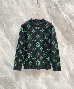 LV 原單綠色Monogram毛衣 黑底針織款人氣厚實保暖設計