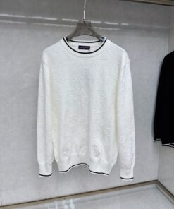 LV 精品仿製白色針織毛衣 滿版Logo設計 百搭日系簡約風