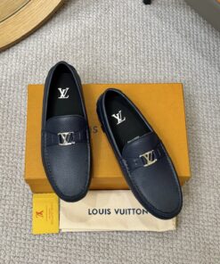 LV 原單豆豆鞋 深藍色皮革金屬扣 經典紳士款