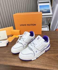 LV 精品仿製白紫拼色運動鞋 高質感撞色設計款