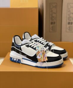 LV 高仿藍黑拼接運動鞋 潮流撞色設計百搭個性精品款式