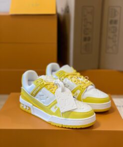LV 精品仿製運動鞋 黃白拼色款 清新亮眼配色 休閒時尚定番之選