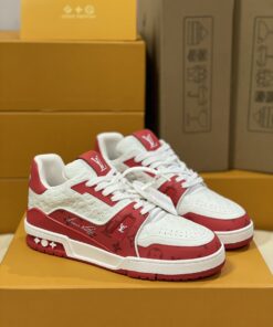 LV 精品仿製紅白運動鞋 熱門撞色款 街頭穿搭吸睛定番單品