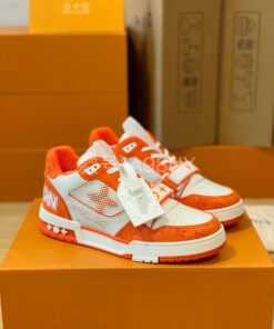 LV 精品仿製橘色運動鞋 Mesh拼皮低筒街頭風款