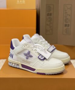 LV 精品仿製紫白運動鞋 經典拼接設計清新風格款