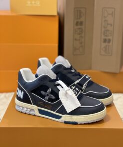 LV 精品仿製深藍運動鞋 網面拼接質感款 男士街頭潮流風