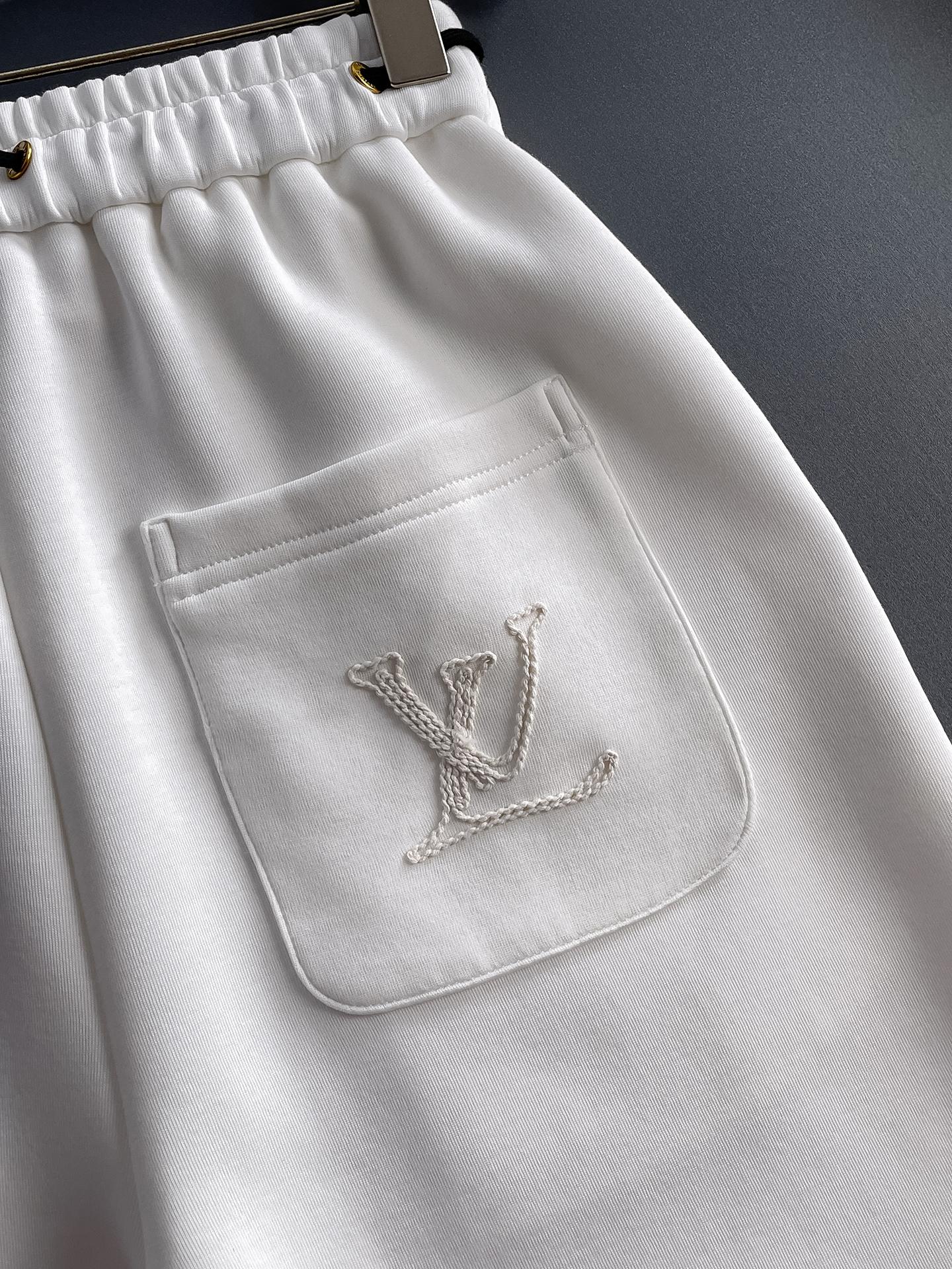 lv A貨短褲白色簡約抽繩設計舒適百搭款｜歐美奢侈品精品推薦