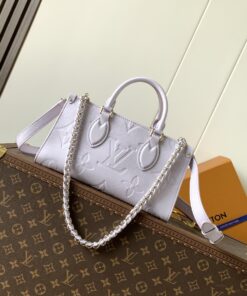 LV高仿女款手提包白色壓紋鏈條款 清新優雅實用設計
