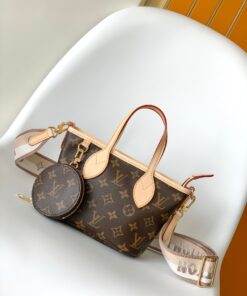 LV高仿女款迷你托特包老花附零錢包 寬背帶造型百搭小資首選