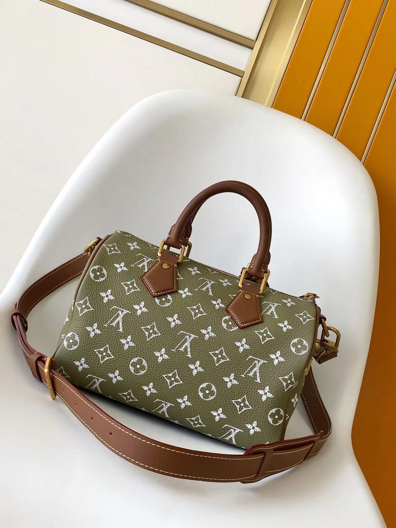 LV 一比一Speedy綠色手提包 Monogram復古波士頓包｜歐美奢侈品精品推薦