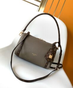 LV 精品仿製灰色單肩包 Monogram拼接鎖扣設計