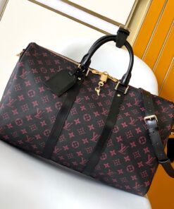 LV 高仿 Keepall 黑紅 Monogram 旅行袋 時尚大容量款