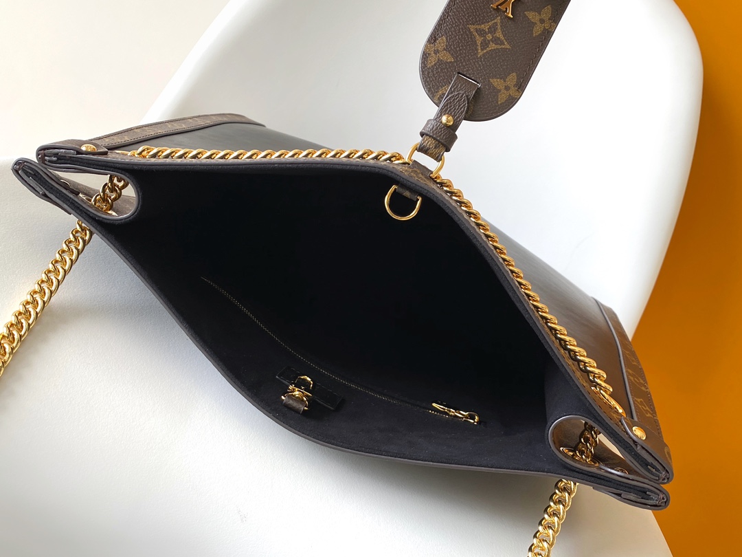 LV 高仿 OnTheGo 黑金鍊條托特包 Monogram 拼接大容量|超A仿原單精品圖片 8 LV 高仿 OnTheGo 黑金鍊條托特包 Monogram 拼接大容量|歐美奢侈品精品推薦