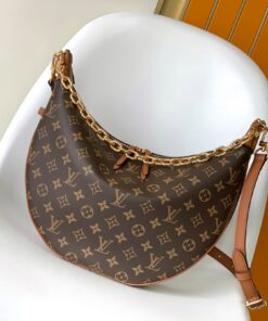LV一比一老花月牙包 金鍊裝飾Monogram優雅造型款