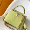 LV 原單Capucines MINI 手提包 粉彩鏈條配件 萊姆綠小牛皮｜歐美奢侈品精品推薦
