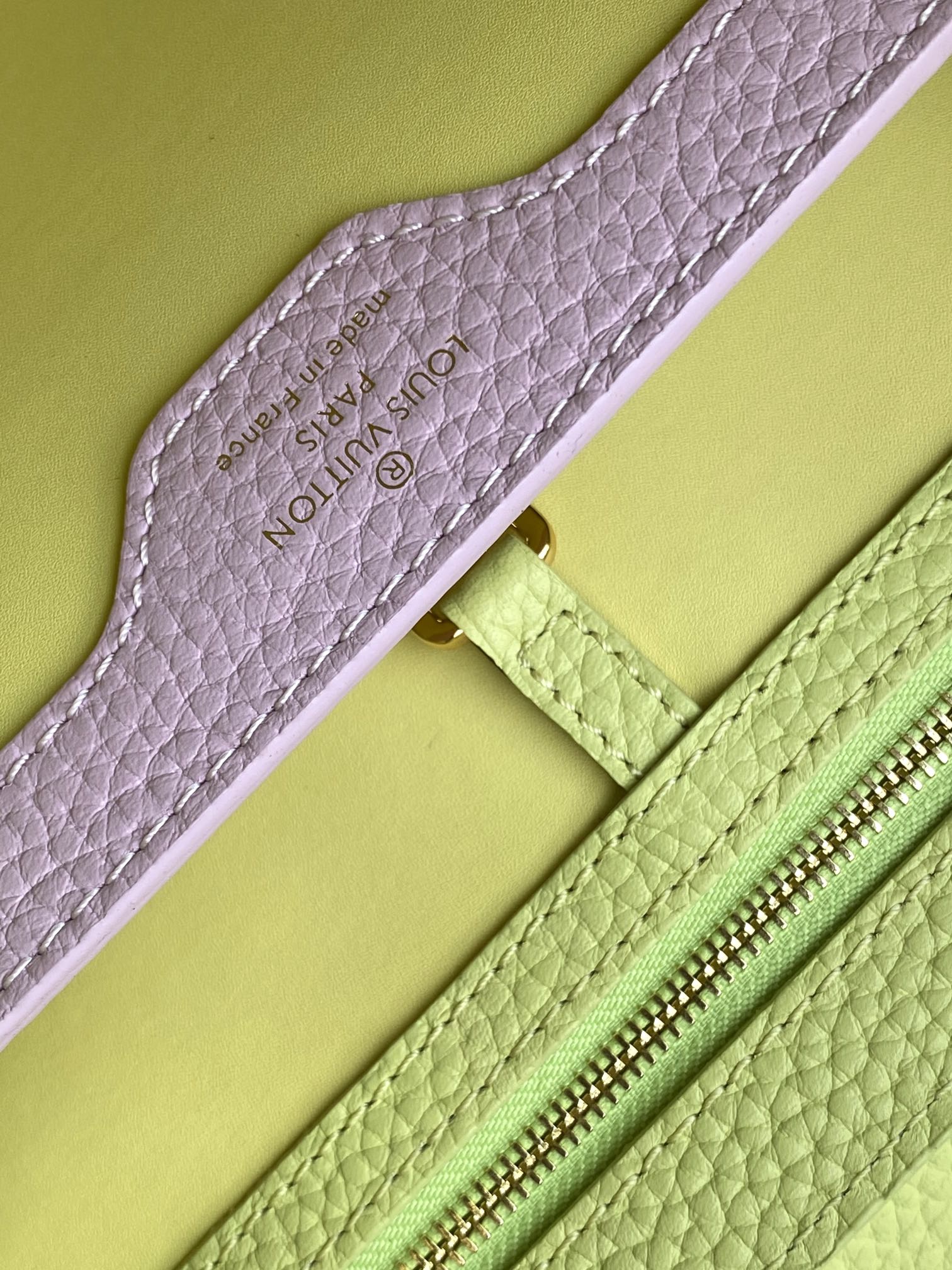 LV 原單Capucines MINI 手提包 粉彩鏈條配件 萊姆綠小牛皮｜歐美奢侈品精品推薦
